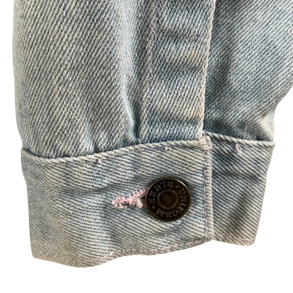 Vintage Uniform Blues Denim 80's Jacket Large Button-Up Light Wash Distressed - Picture 7 of 9
